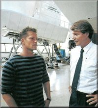 Til Schweiger und Rainer Neukam am Lufthansasimulator